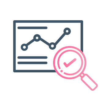 Magnifying glass reviewing claims analytics chart