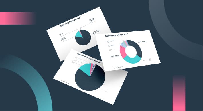 Claims payment charts on a dark abstract background