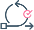 Agile workflow icon with arrows and a target