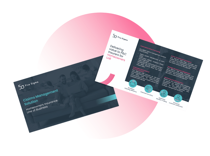 Five Sigma claims management solution brochures for homeowners insurance line of business
