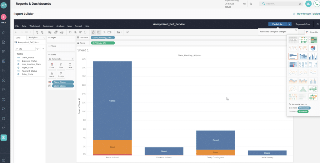 Five Sigma claims platform interface screenshot