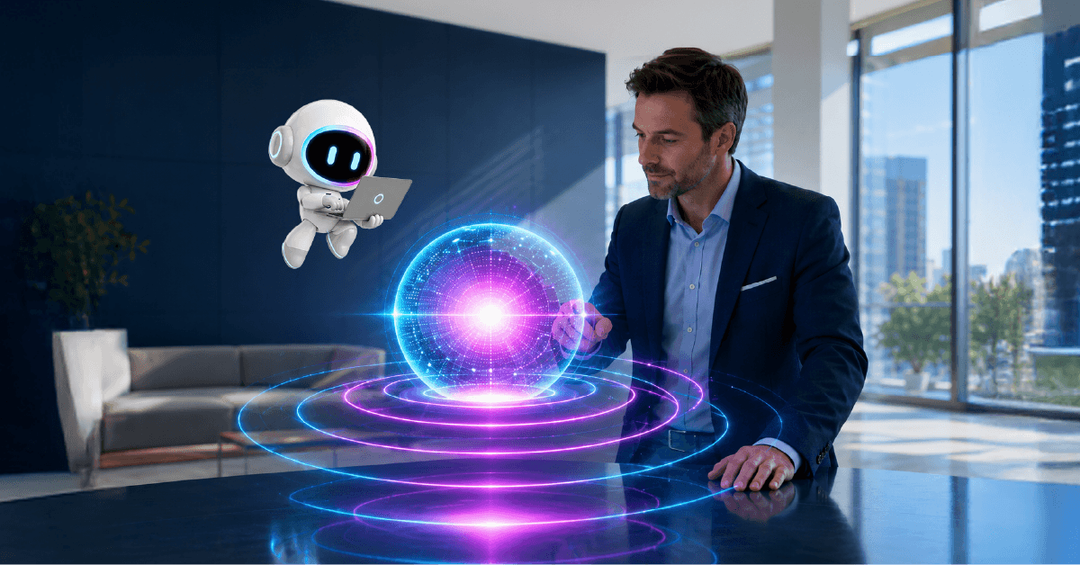 Claims professional and AI assistant reviewing digital insights together, representing measurement of an AI and human claims team